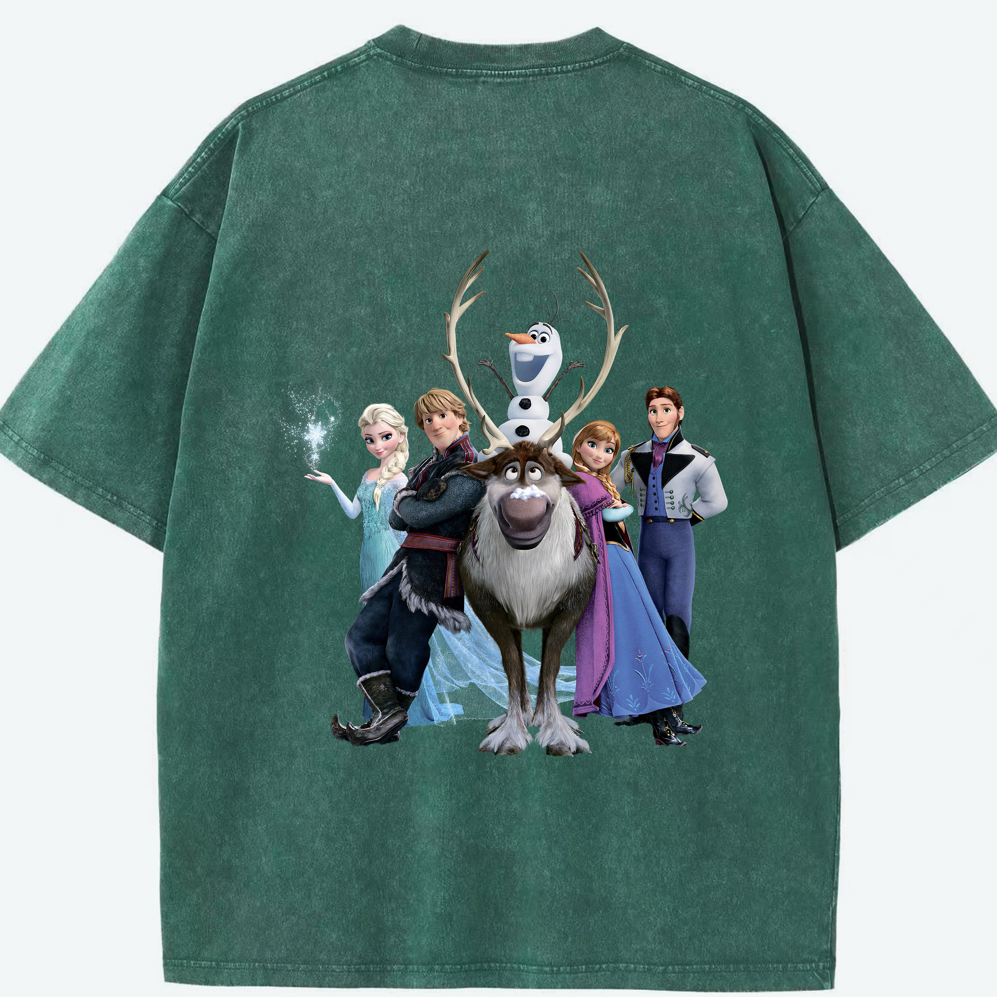 （画像用） アナと雪の女王 アンナ エルサ Frozen Anna Elsa 綿100% ヴィンテージ風 半袖Tシャツ（背面プリント）